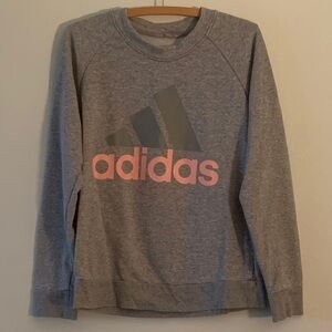 Adidas Heather Gray Sweatshirt with Pink Logo